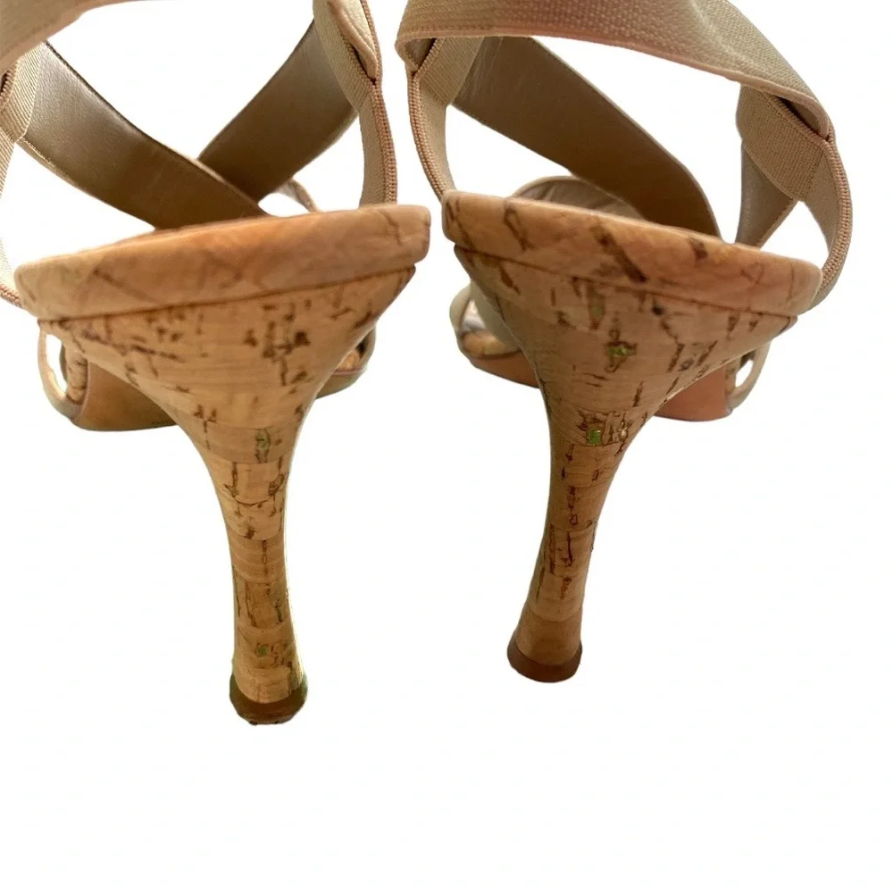 Manolo Blahnik Beige Lasti Cork Sling Back Sandal - Size 38 (US 7.5) - Picture 5 of 7